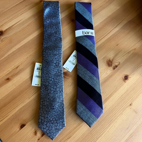 Bar III Neckties 2-Pack Floral and Striped Business Casual Dress Ties MSRP $55‎ - Picture 1 of 7